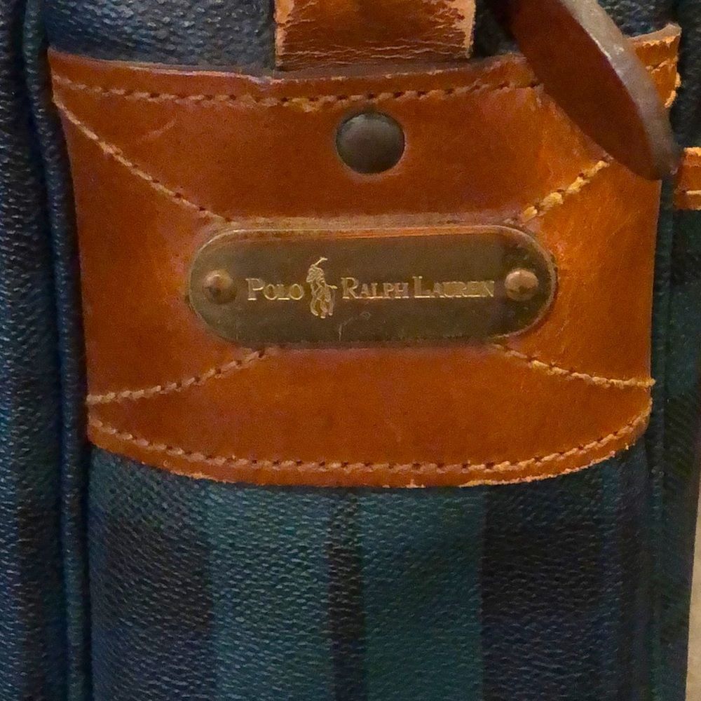 RALPH LAUREN Black Watch Plaid Crossbody Weekend Messenger Laptop Shoulder Bag - Picture 4 of 16
